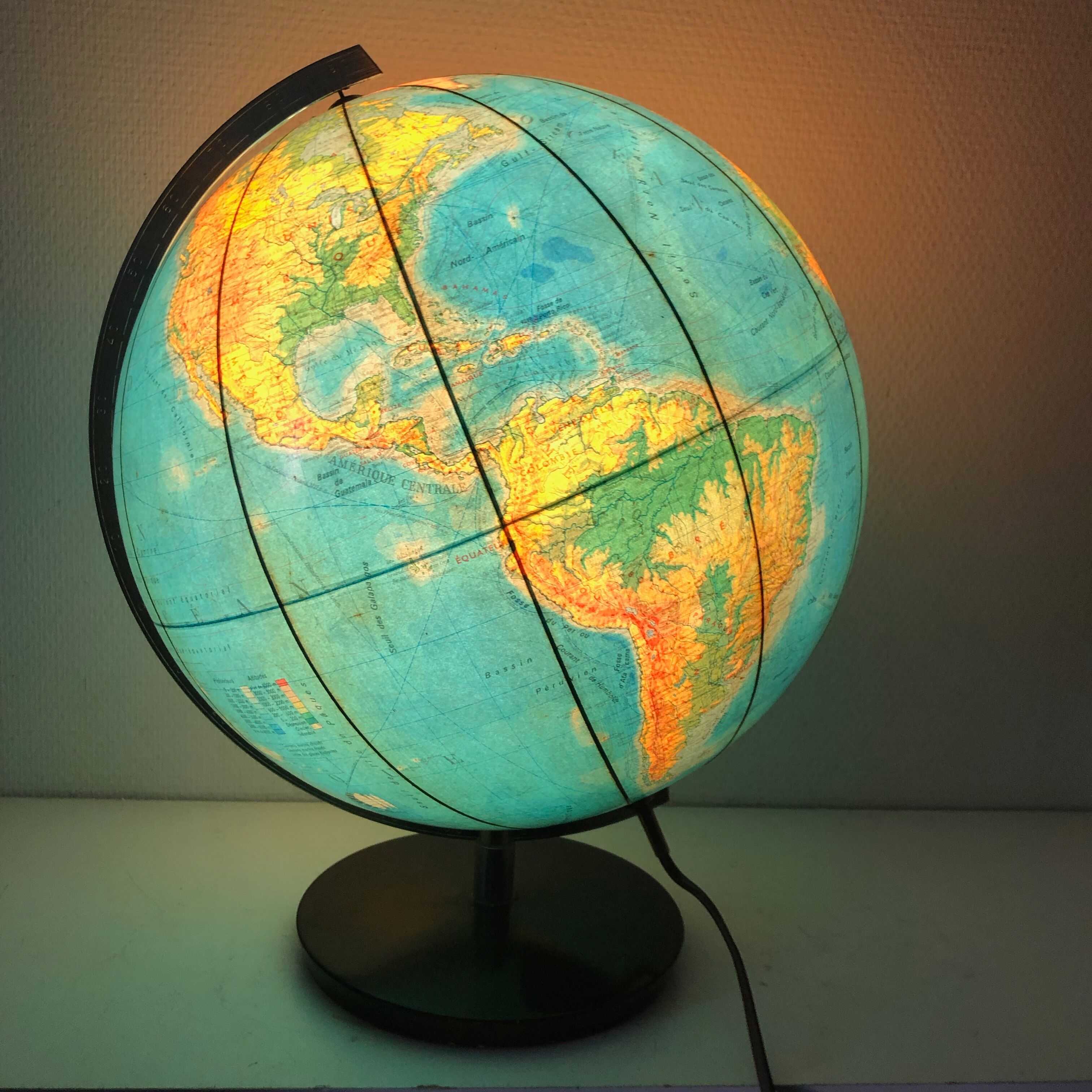 Large terrestrial globe PVC 42cm JRO Verlag vintage 1970