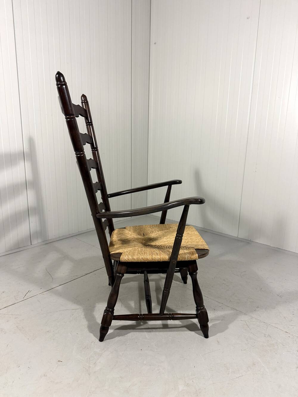 Rustic brutalist high ladder back arm chair 1960’s