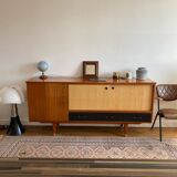 Mado buffet in wood, marble and copper, restored