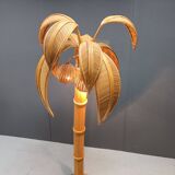 Vintage bamboo palm tree floor lamp, 1970s