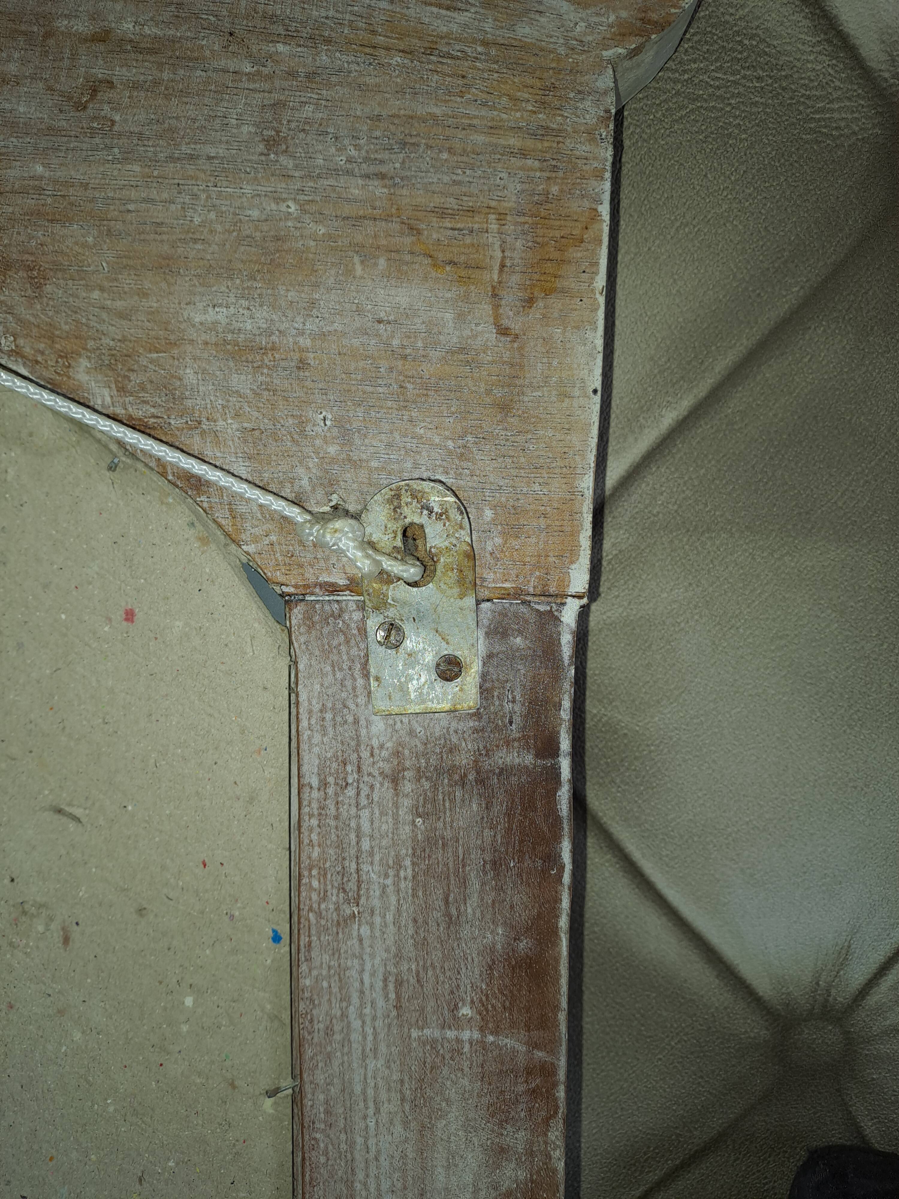 Carved white wood mirror 1990 decorative carved with opening shutters on a square mirror