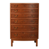 Scandinavian mahogany tallboy with brass handles