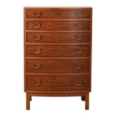 Scandinavian mahogany tallboy with brass handles