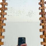 Mid-Century Bamboo & Rattan Mirror With Patina, French Riviera Style, 1950s