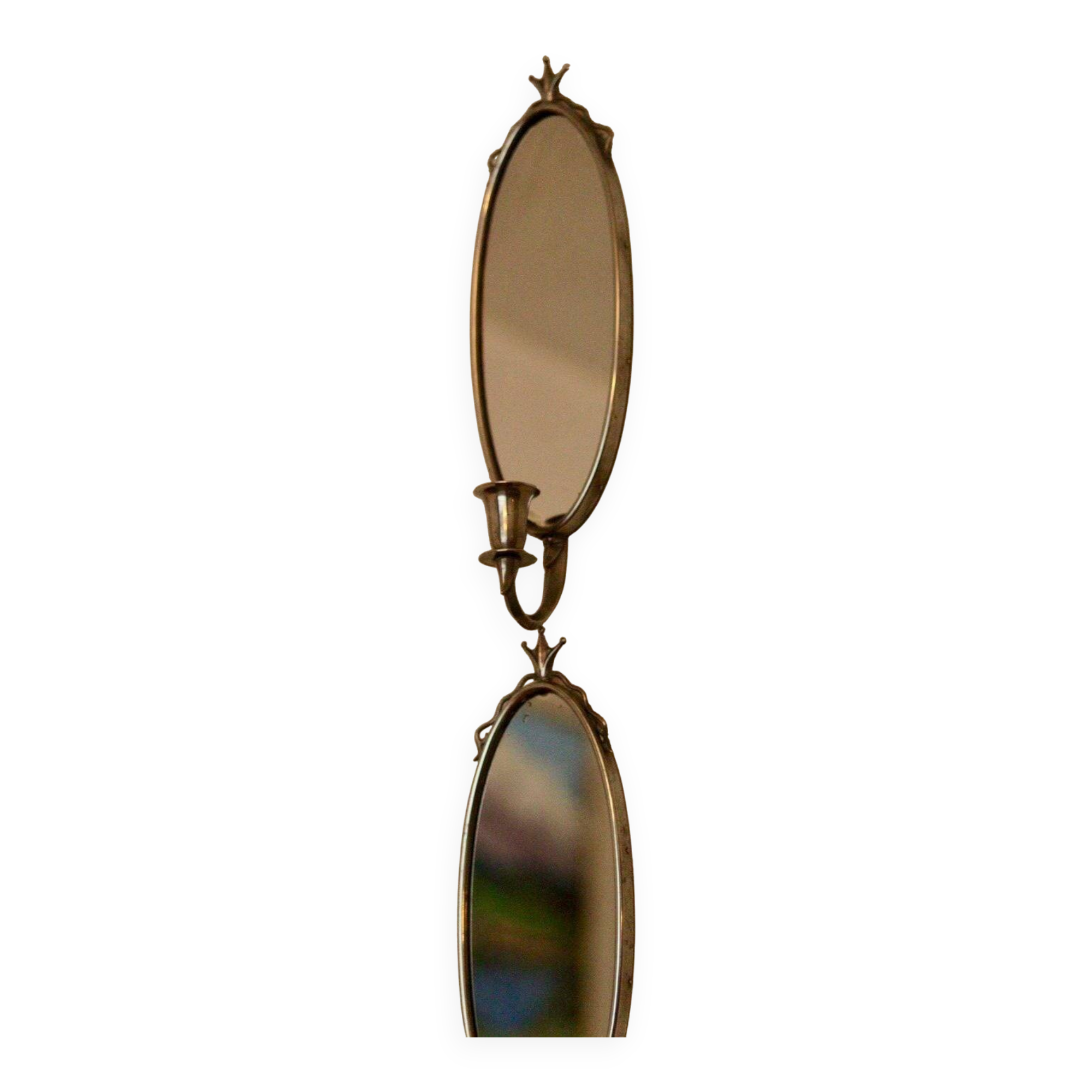 Pair of vintage mirror sconces in pewter by Svenskt Tenn