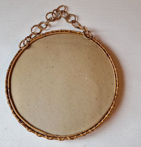 Round rattan mirror 1960