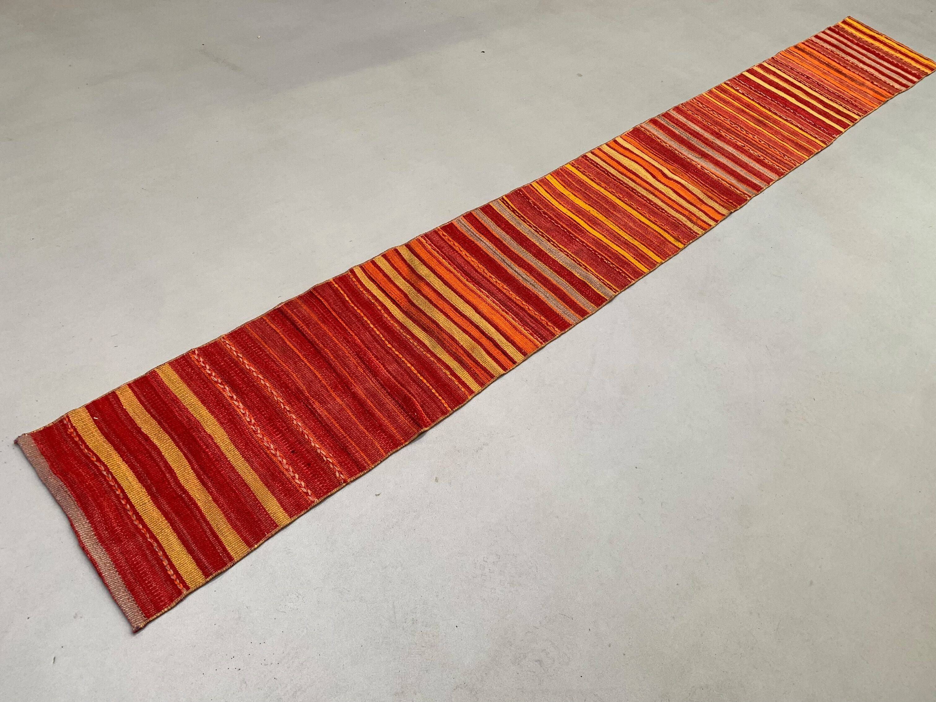 Old Turkish narrow Kilim Runner 405x49 cm shabby chic, vintage kelim