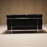 Cassina LC2 vintage two-seater sofa by Charlotte Perriand and Le Corbusier