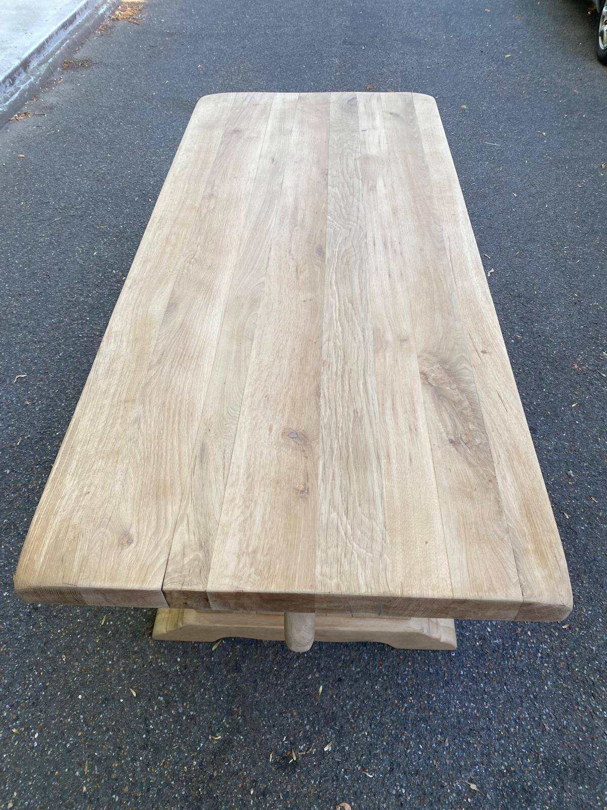 Large stripped solid oak monastery table – 200 cm
