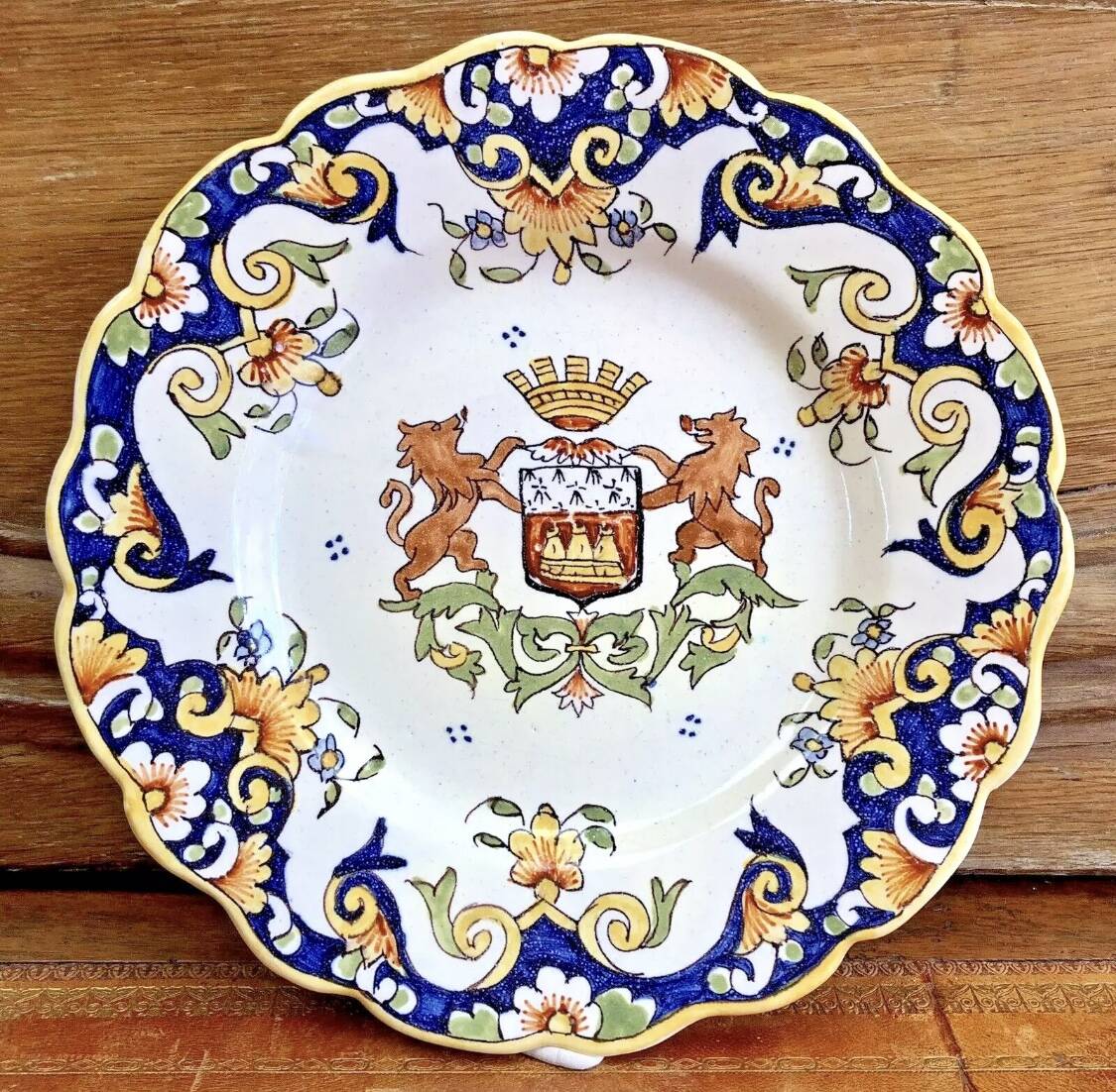 6 old dessert plates Desvres Fourmaintraux Rouen model Dinan 2