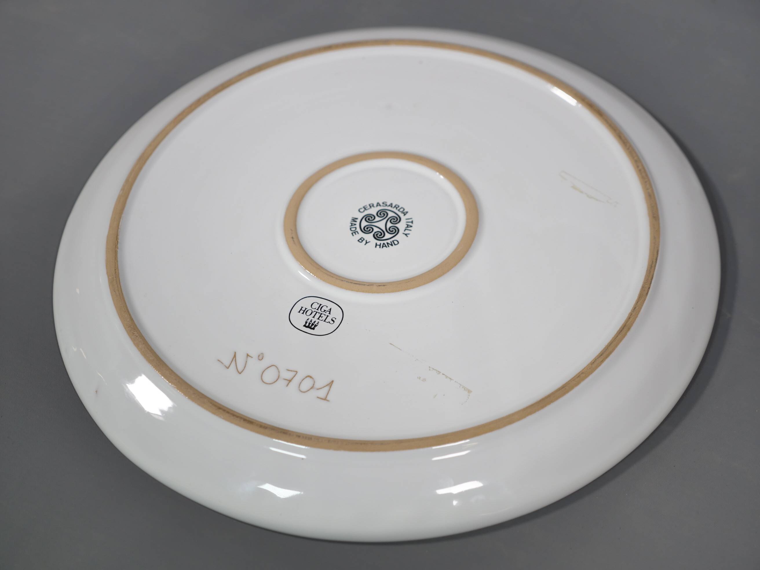 Hand-Painted Ceramic Plate by Mario De Biase for Cerasarda, 1970s