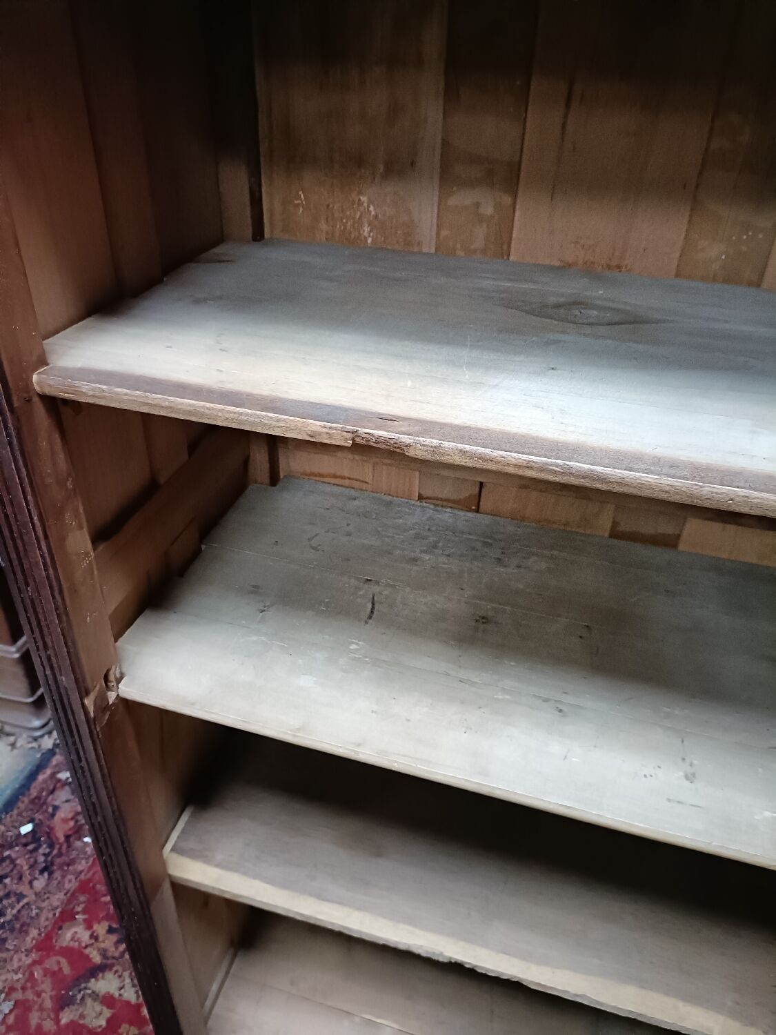 Old showcase, glass door and 4 shelves