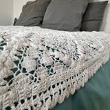 Large vintage handmade crochet bedspread