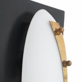 Vintage wall sconces in opaline glass and brass, 1950s, set of 2.