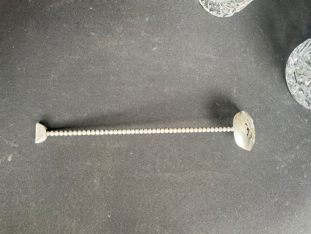 Ice bucket with spoon and glass – cut crystal and silver metal