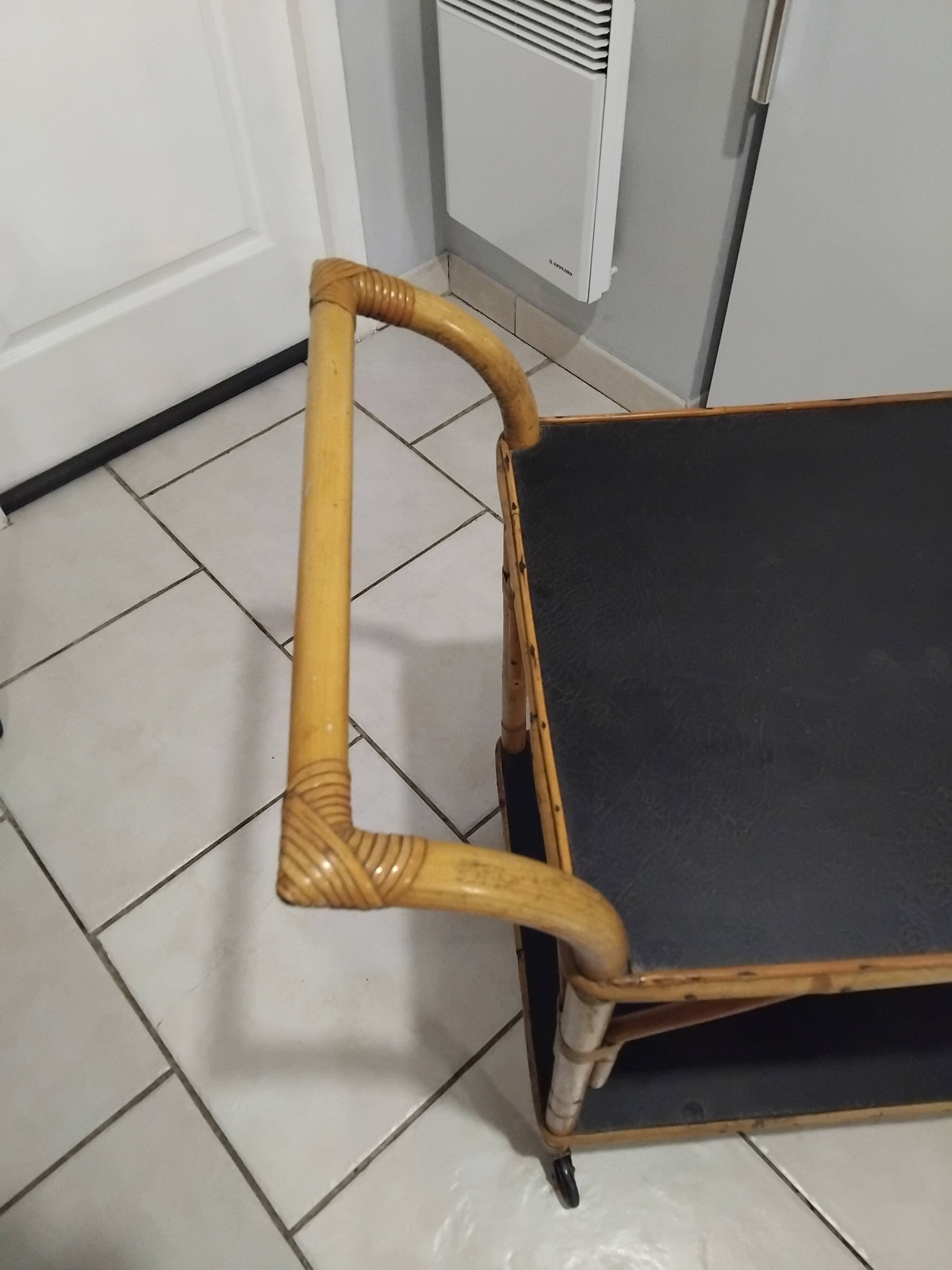 Vintage rattan serving trolley