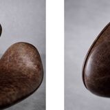 Vintage Mid-Century Modern Danish Brown Leather Swan Chair by Arne Jacobsen