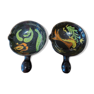 Pair of glazed terracotta casseroles from Alsace