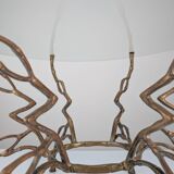 Zigzag Bronze Faux Bamboo Hollywood Regency Coffee Table, 1960s