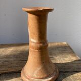 Candle holder in beige brown enamelled sandstone