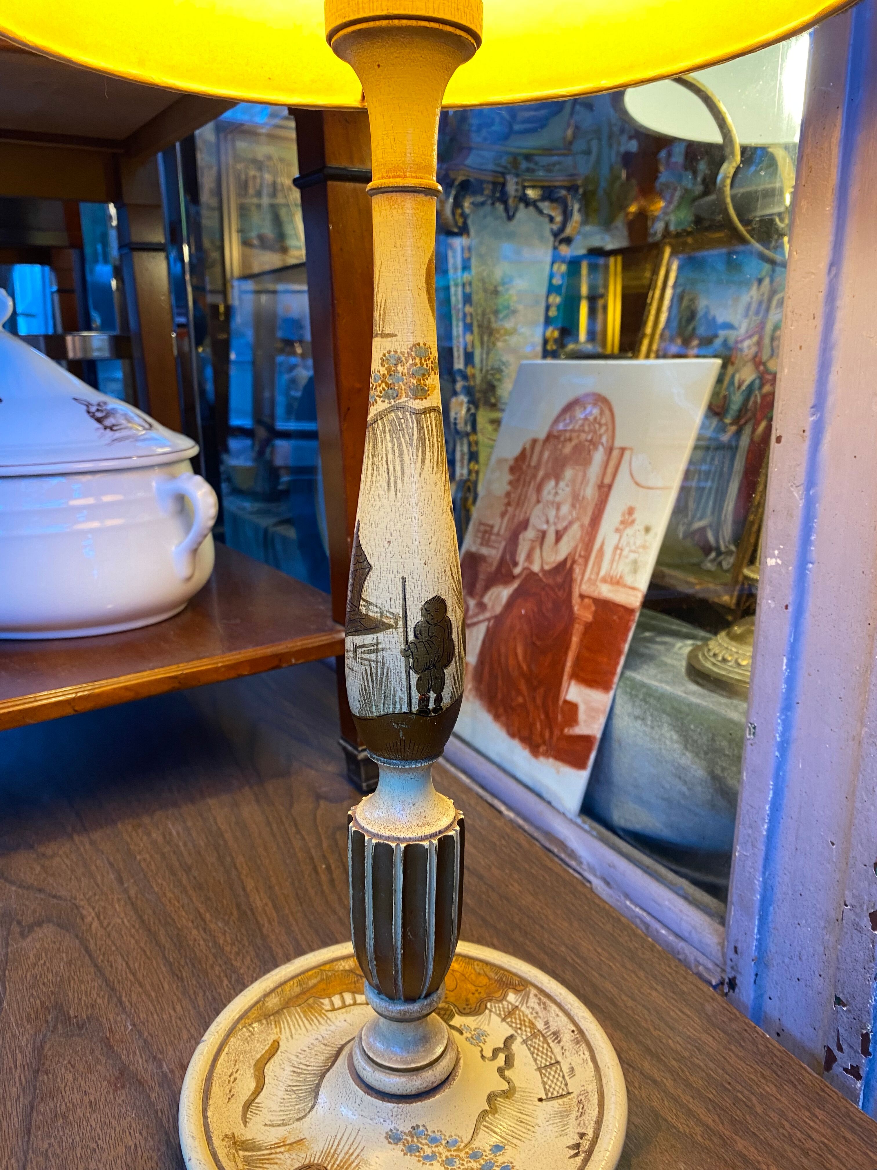 Wooden candle holder transformed into a lamp