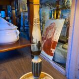 Wooden candle holder transformed into a lamp