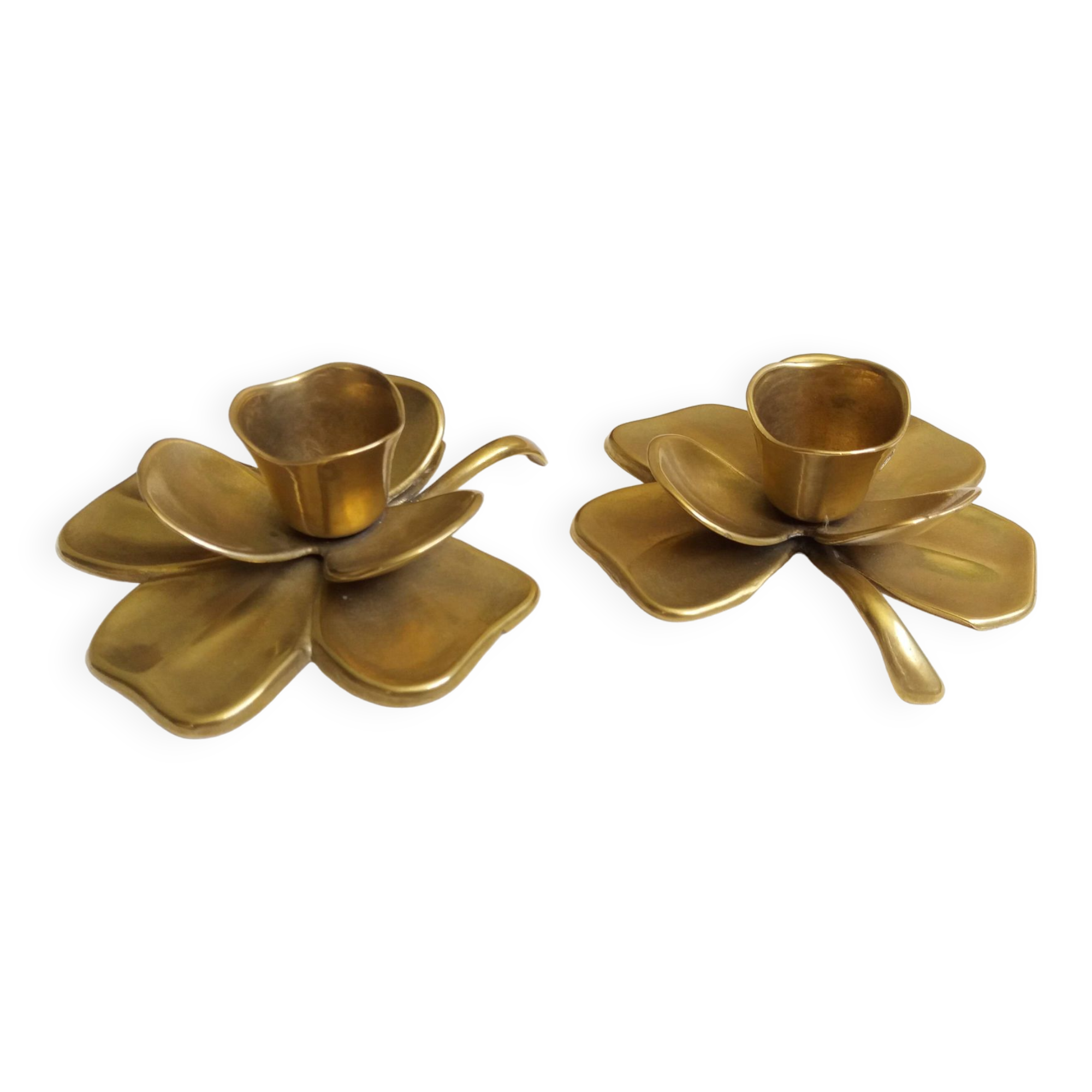 Bougeoirs fleur trefle en  laiton