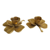 Bougeoirs fleur trefle en  laiton