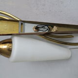 Wall lamp double opaline glass and brass 2 tones