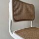 Cesca B32 vintage design chair in white metal and cane by Marcel Breuer