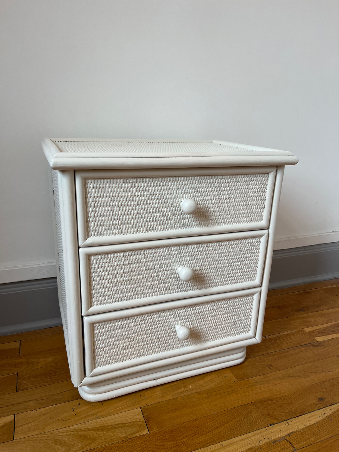 Vintage Rattan bedside table 3 drawers