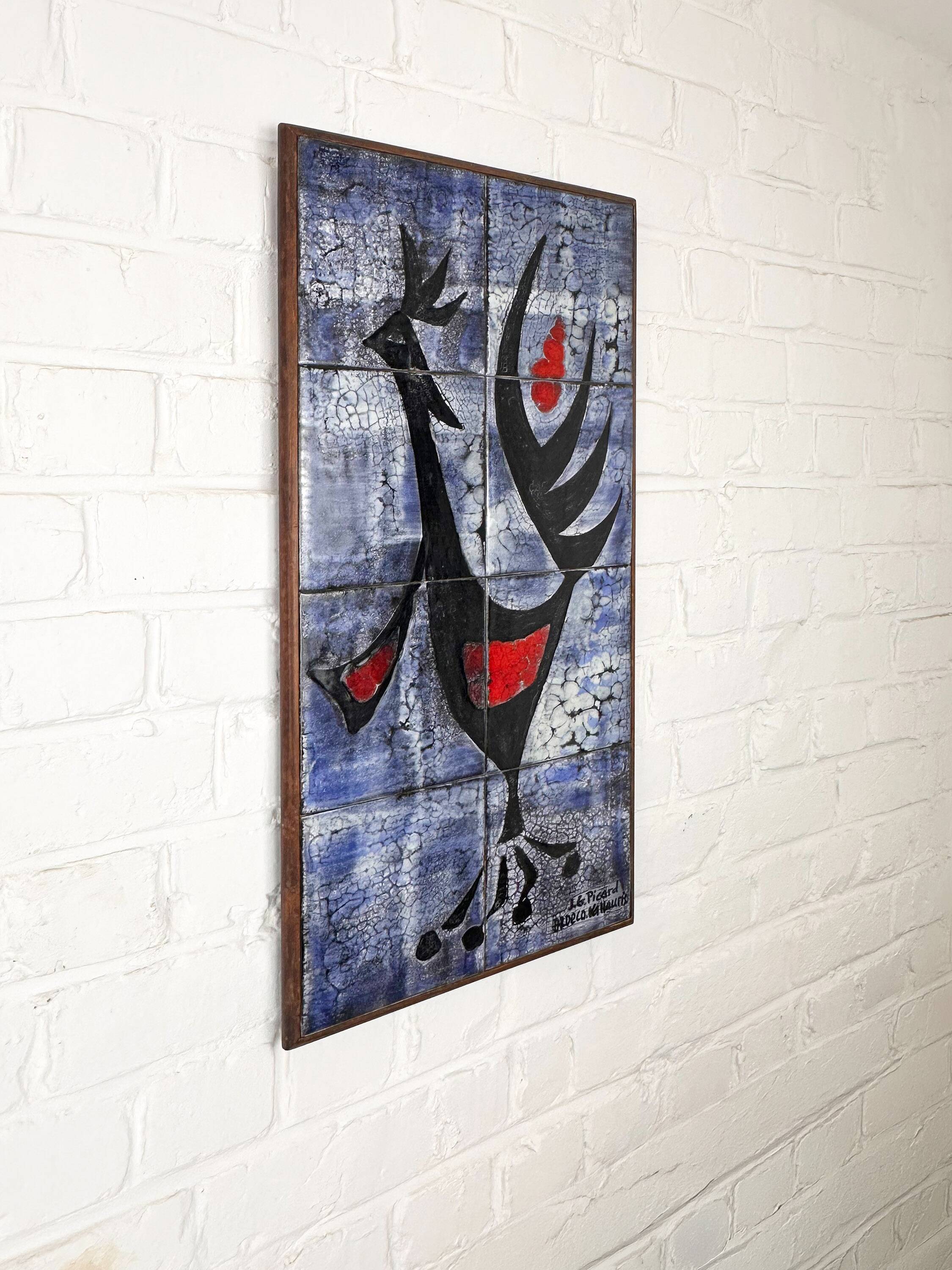 Modernist ceramic wall panel by J.G. Picard, Vallauris, 1960s.