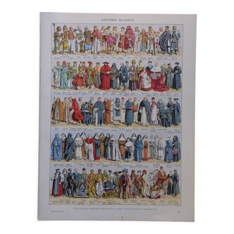 Original lithograph on religious costumes