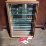 Glass cabinet showcase mirror wood collection figurine