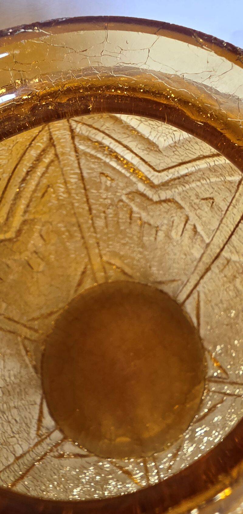 Art Deco Vase in Cracked Amber Crystal