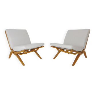 Paire de chaises longues vintage en hêtre modèle S725 par Dorothy & Paul Goble pour Stag