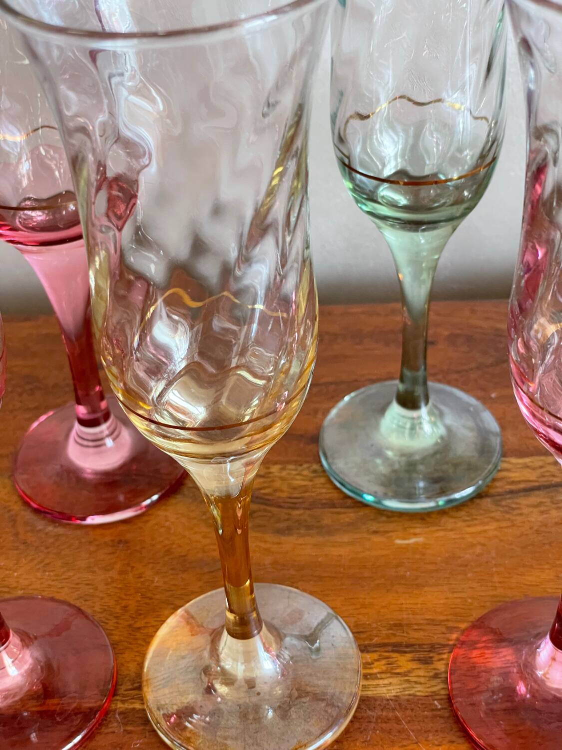 Colorful champagne flutes