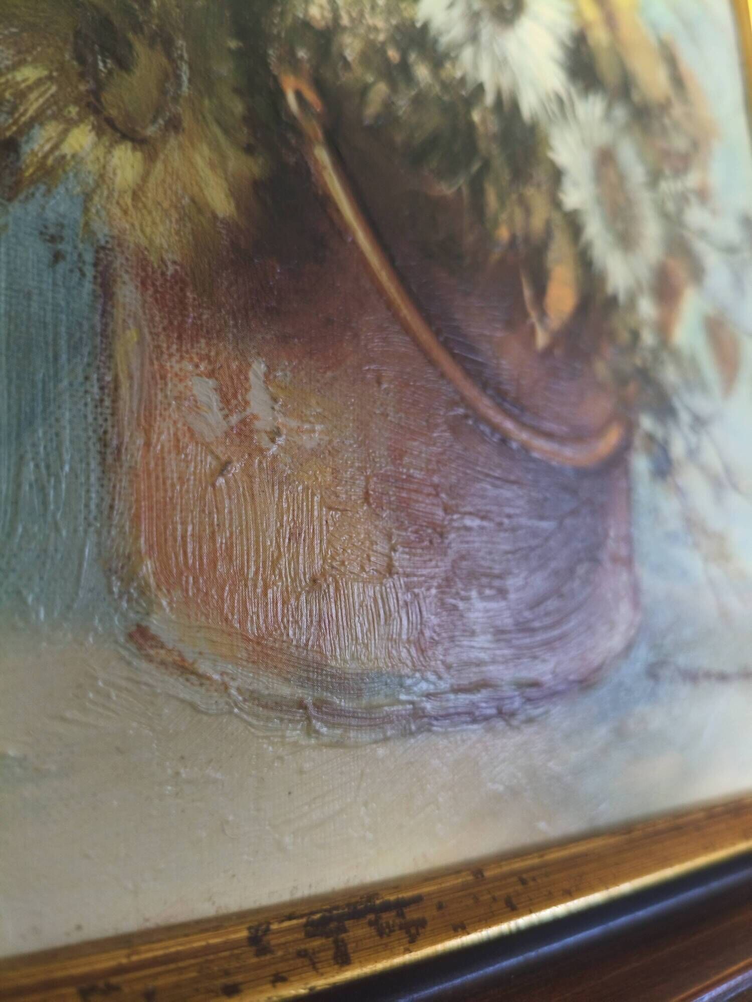 Oil on canvas signed G. Neswadba, bouquet of flowers, 30 × 30 cm