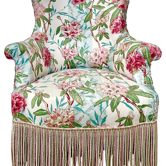 Napoleon III period armchair, floral fabric with cushion.