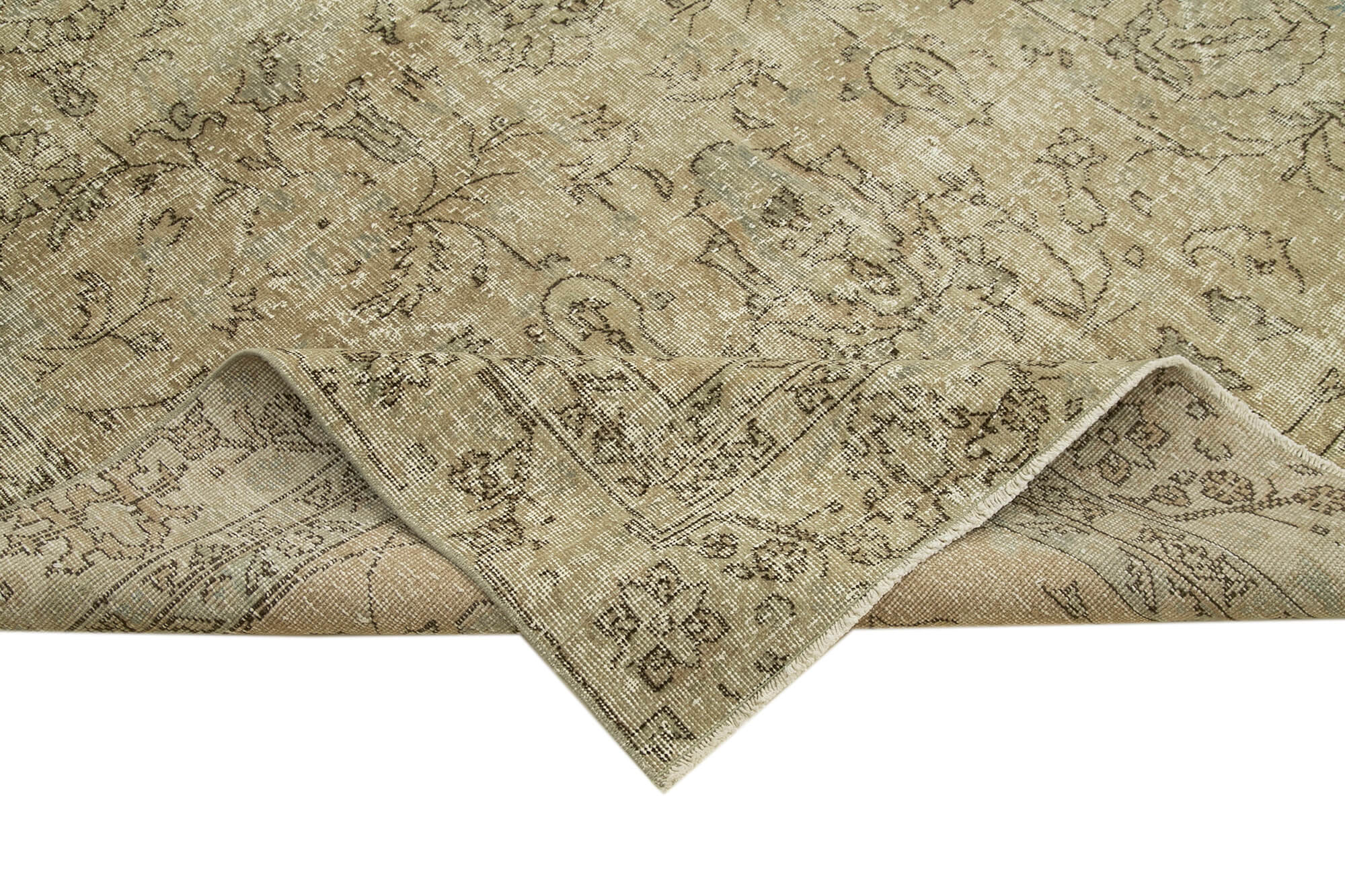 Hand-knotted vintage turkish beige carpet 181 cm x 294 cm