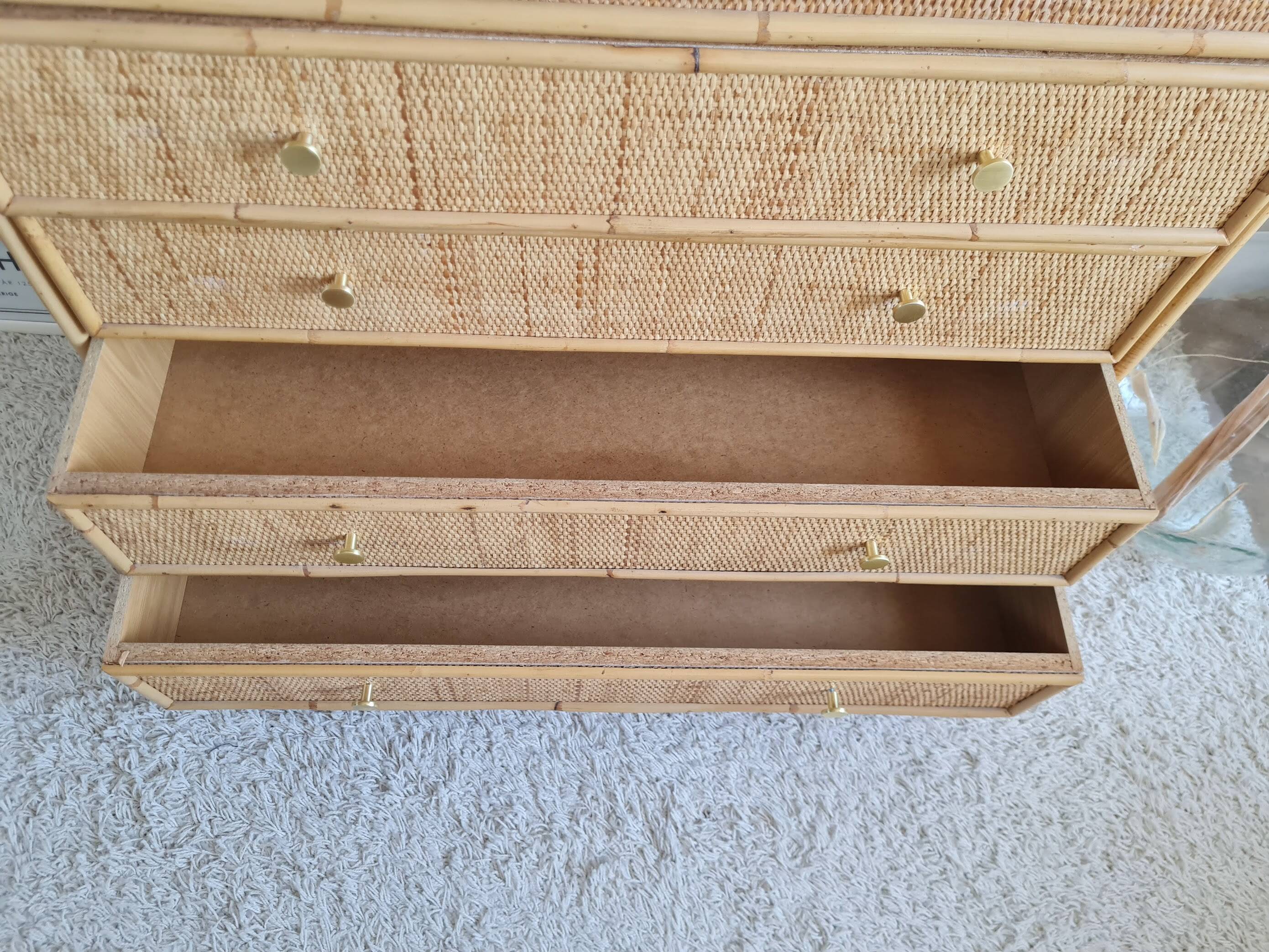 Vintage rattan chest of drawers