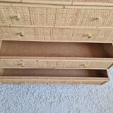 Vintage rattan chest of drawers