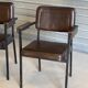 Paire de fauteuils de réunion vintage marron chocolat