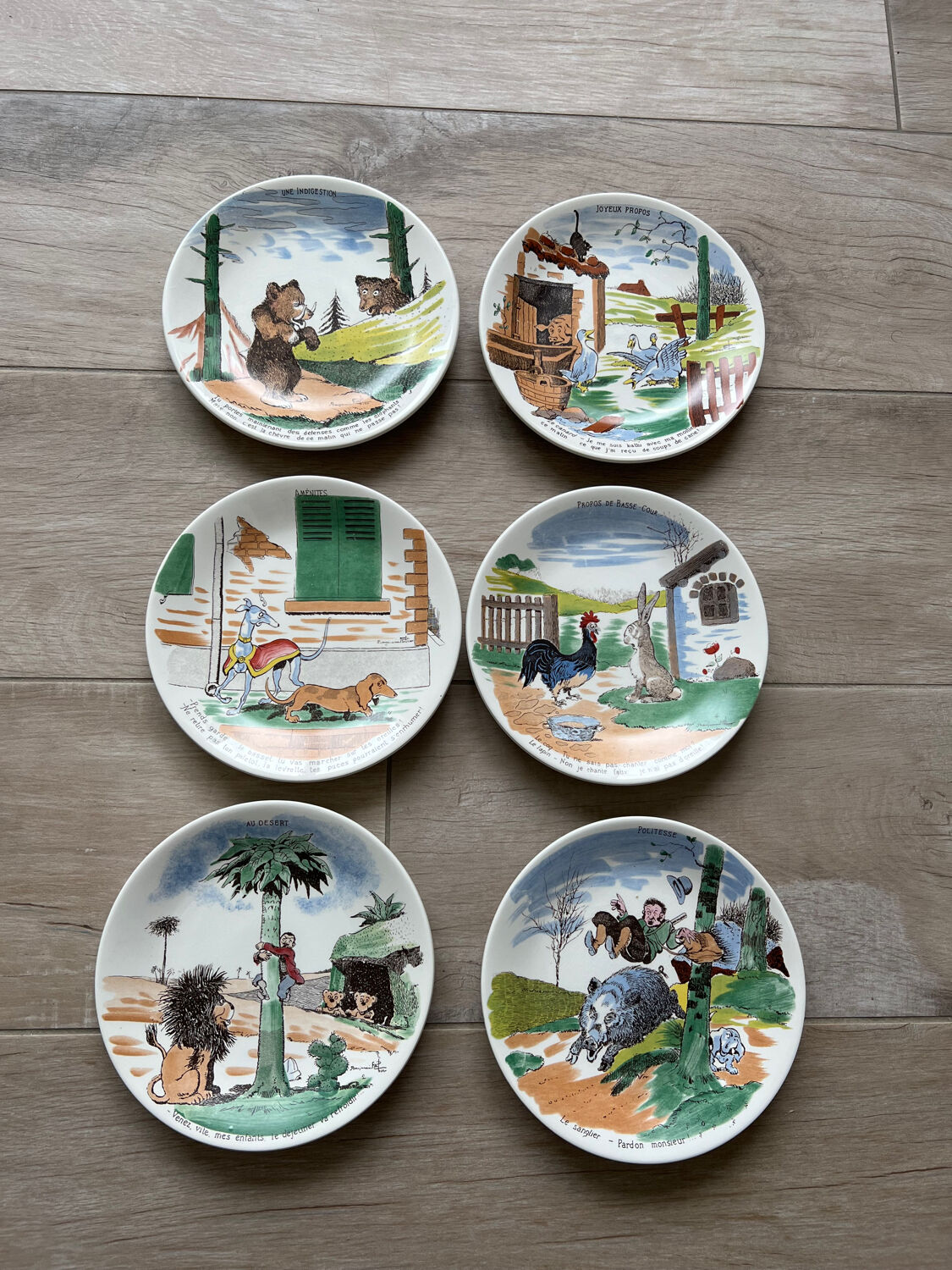 6 Sarreguemines dessert plates