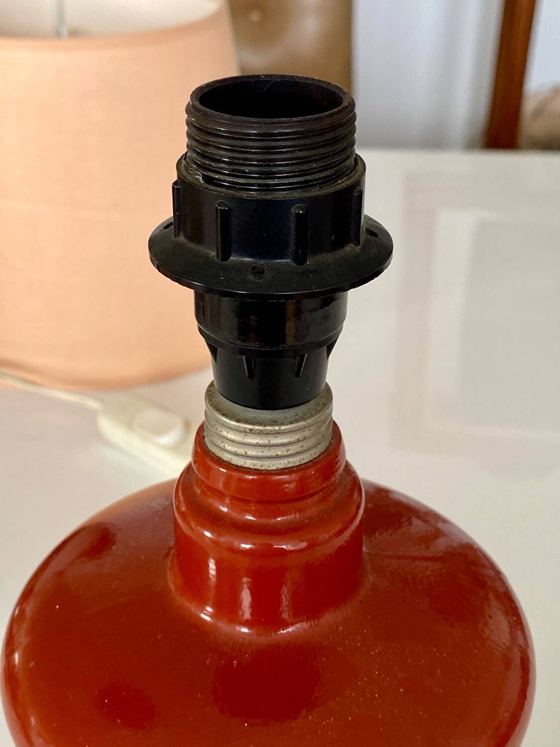 Ceramic rust bedside table lamp 1970 1980