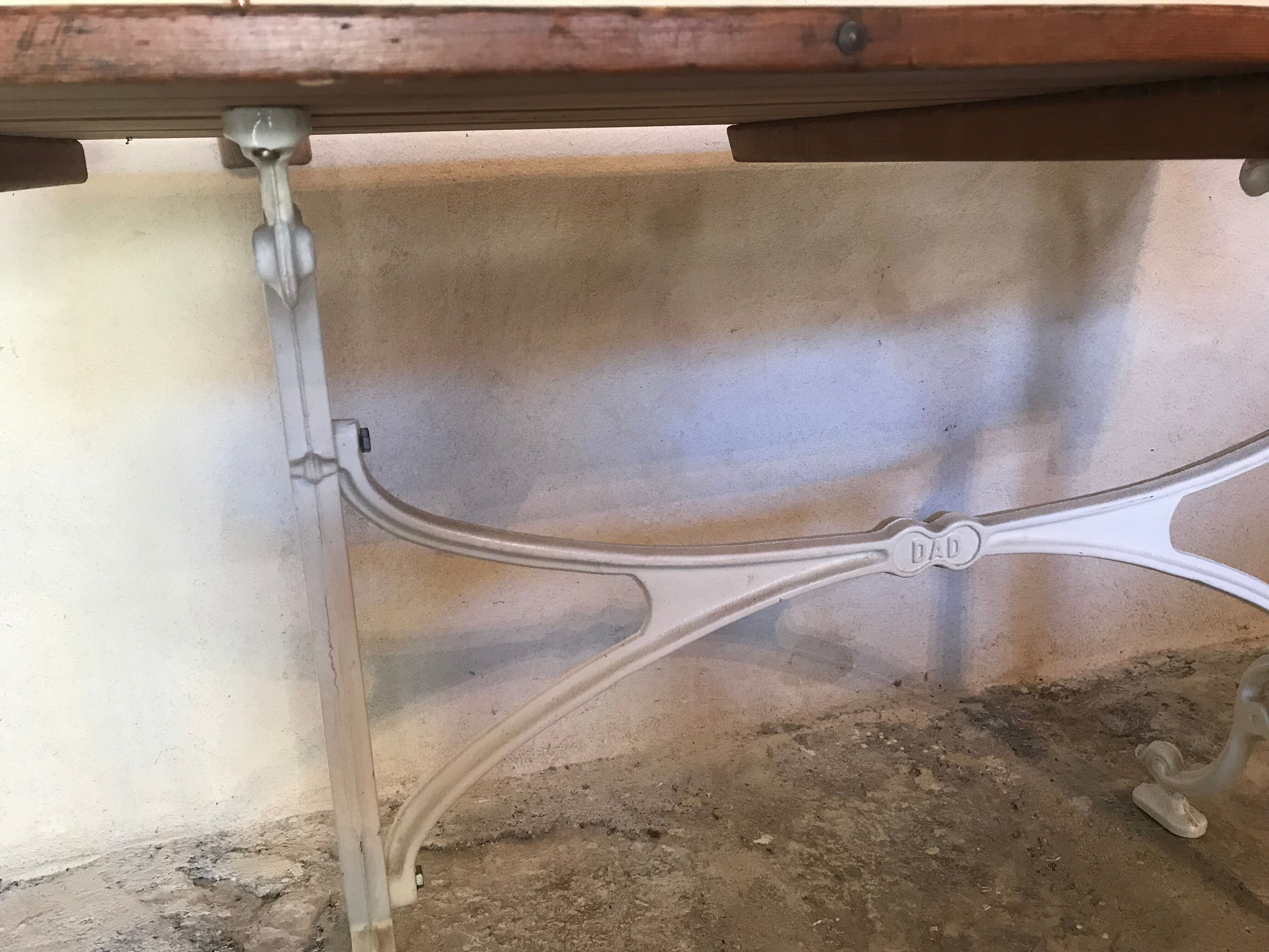 Vintage bistro table base white cast iron