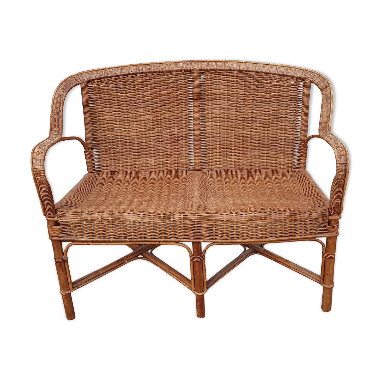Rattan bench from 1970