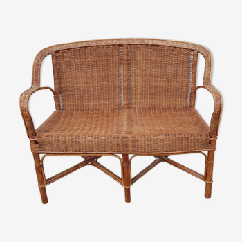 Rattan bench from 1970