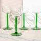 4 verres à vin à pied vert