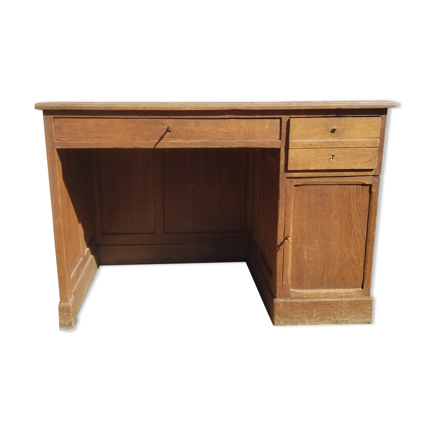 Old wooden administration office with sliding shelf